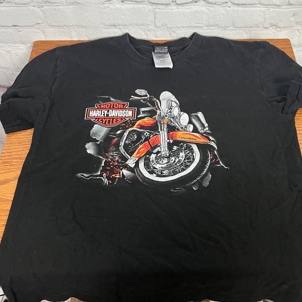 Harley Davidson T-shirt Motorcycle w/shield logo black Youth size Large